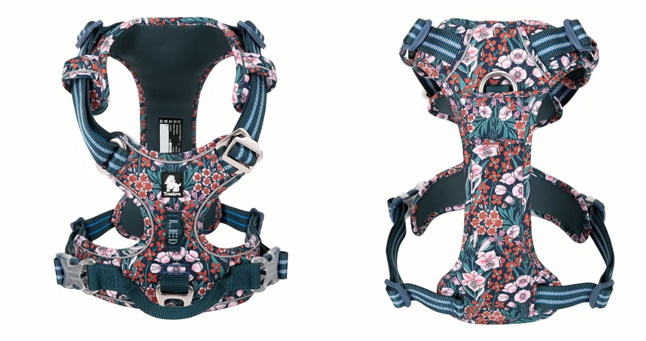 No-Pull Reflective Pet Harness Floral Edition