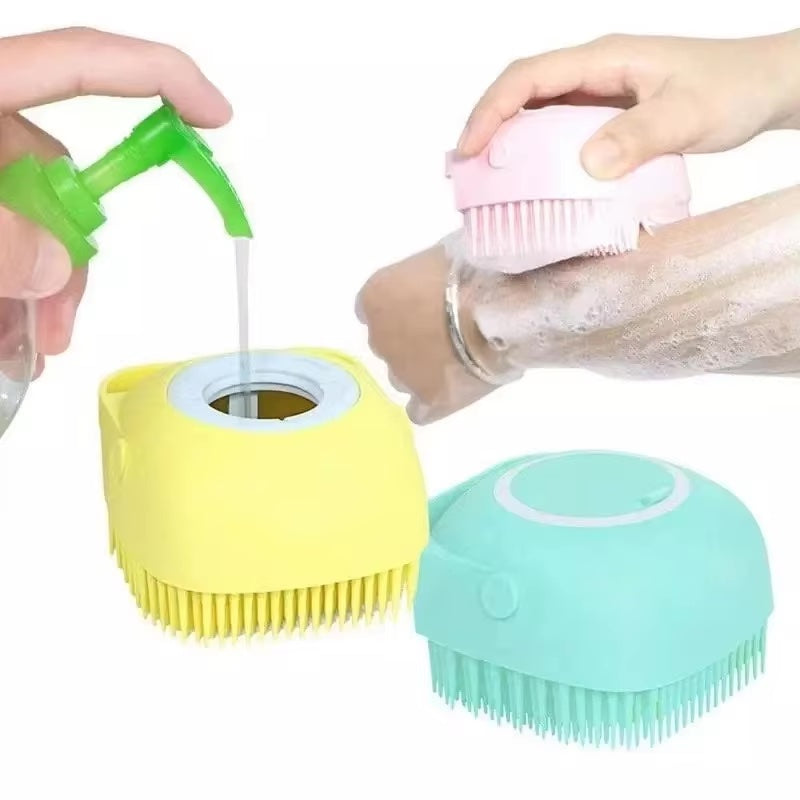 2-in-1 Ergonomic Grip Bath Brush & SPA Massage Comb – Grooming Tool for Dogs & Cats