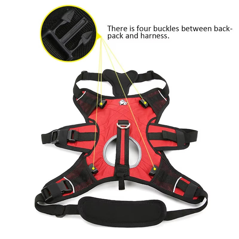 2-in-1 Backpack Carrier Dog Harness – Detachable Harness & Waterproof Bag for Outdoor Use