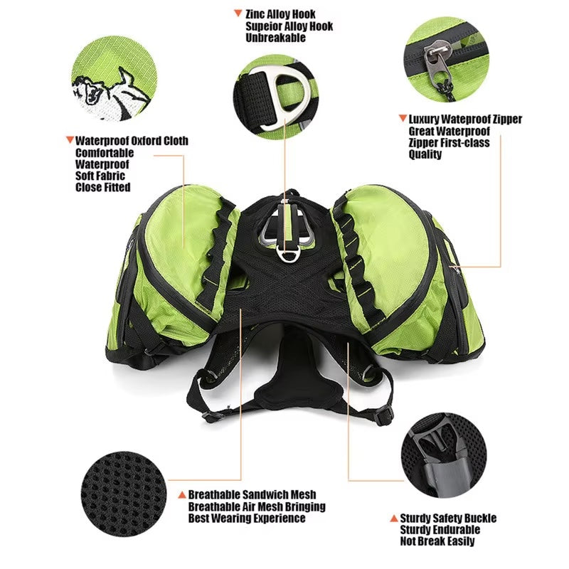 2-in-1 Backpack Carrier Dog Harness – Detachable Harness & Waterproof Bag for Outdoor Use