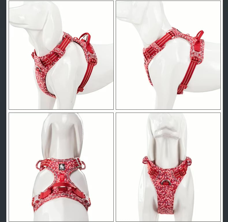 No-Pull Reflective Pet Harness Floral Edition