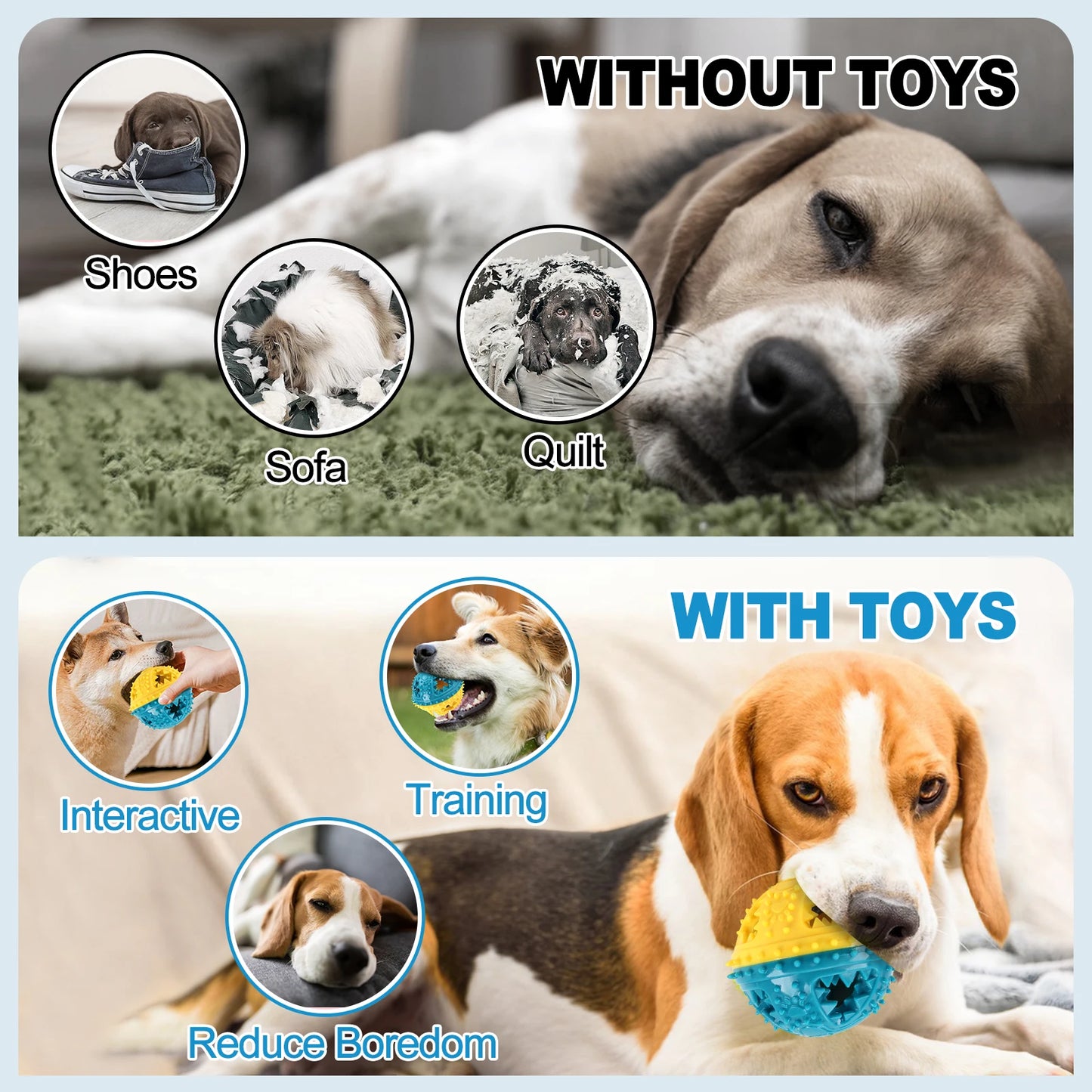 Interactive Dog Chew Toy – Treat Dispensing Ball for Teeth Cleaning