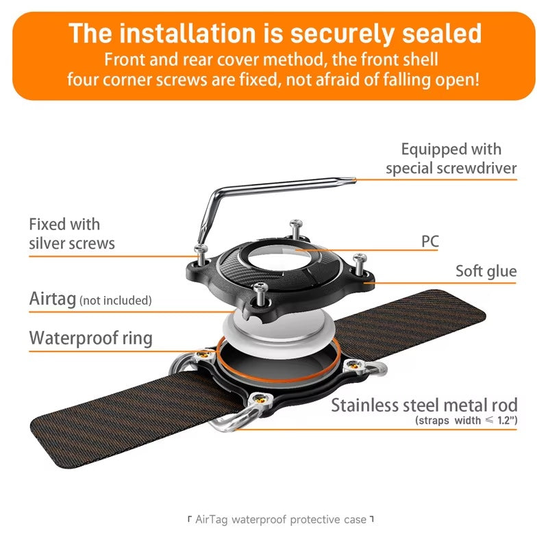 Waterproof Airtag Dog Collar Holder – Ultralight, Fully Sealed Metal Case, Removable for Apple AirTag (Excludes AirTag)