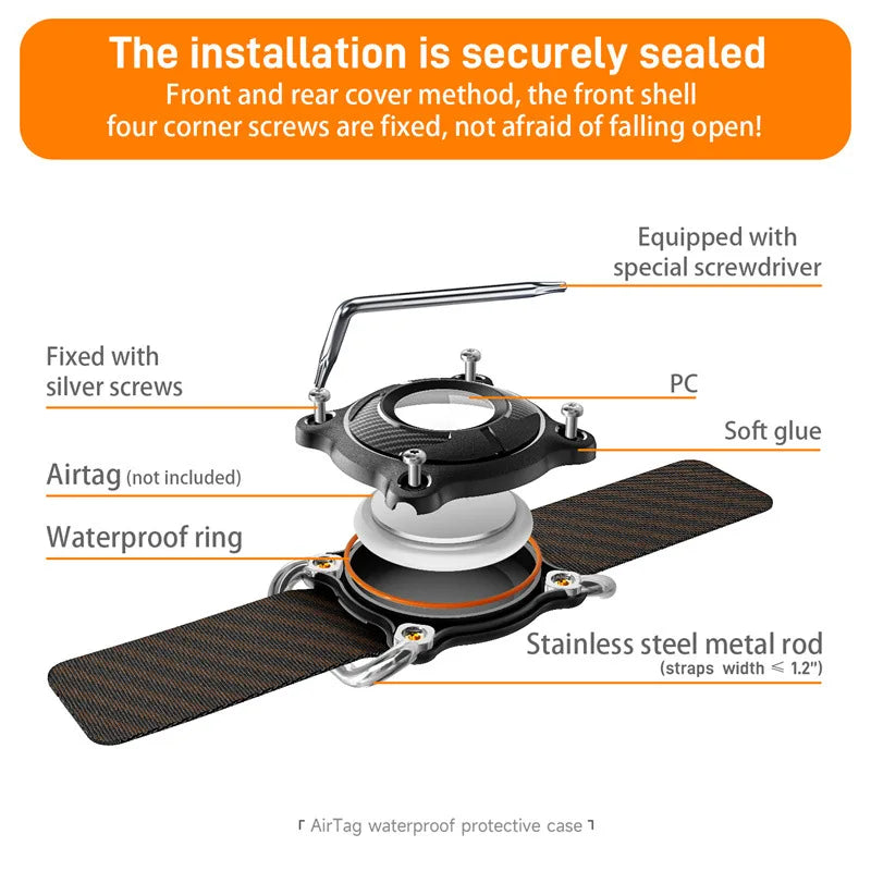 Waterproof Airtag Dog Collar Holder – Ultralight, Fully Sealed Metal Case, Removable for Apple AirTag (Excludes AirTag)