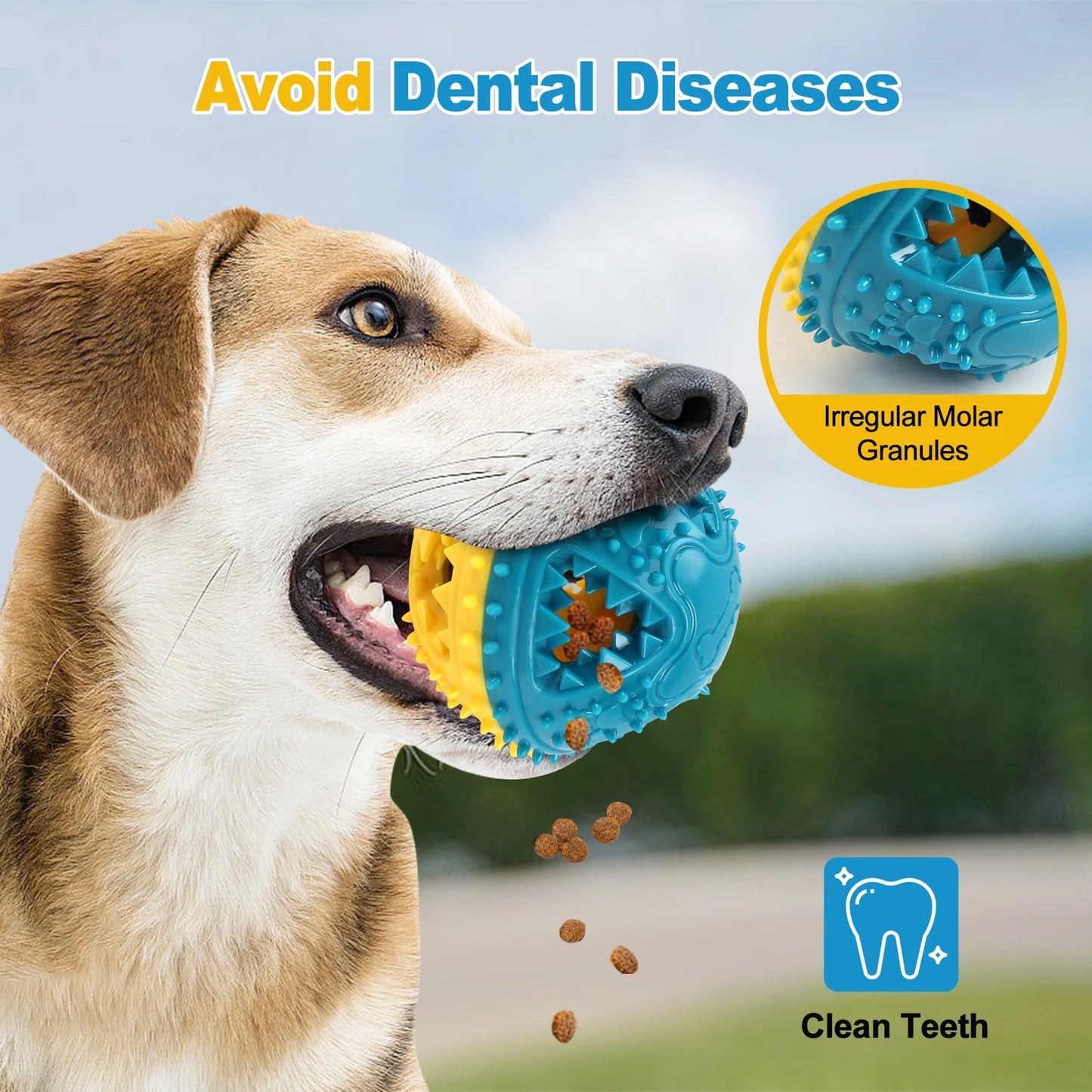 Interactive Dog Chew Toy – Treat Dispensing Ball for Teeth Cleaning