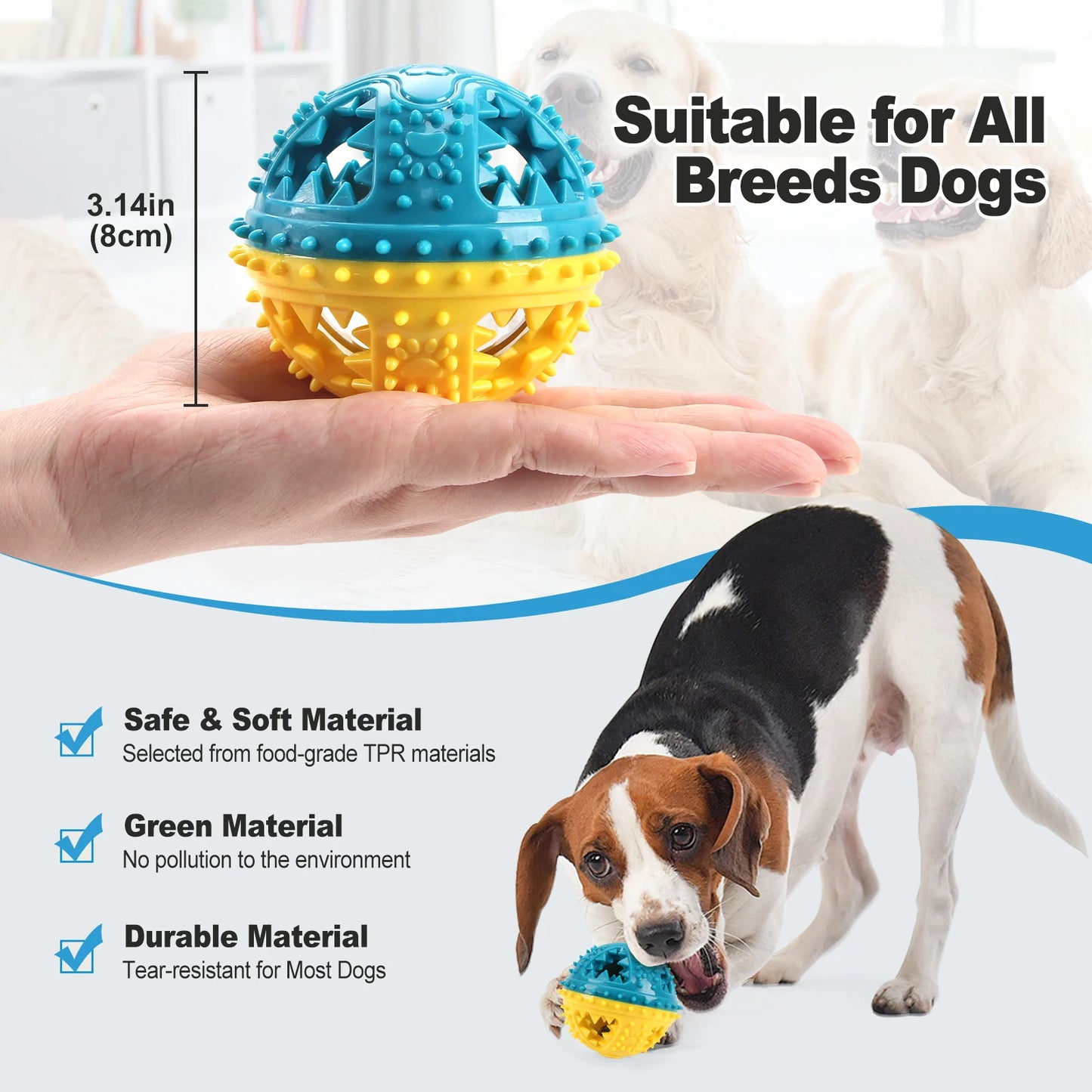 Interactive Dog Chew Toy – Treat Dispensing Ball for Teeth Cleaning