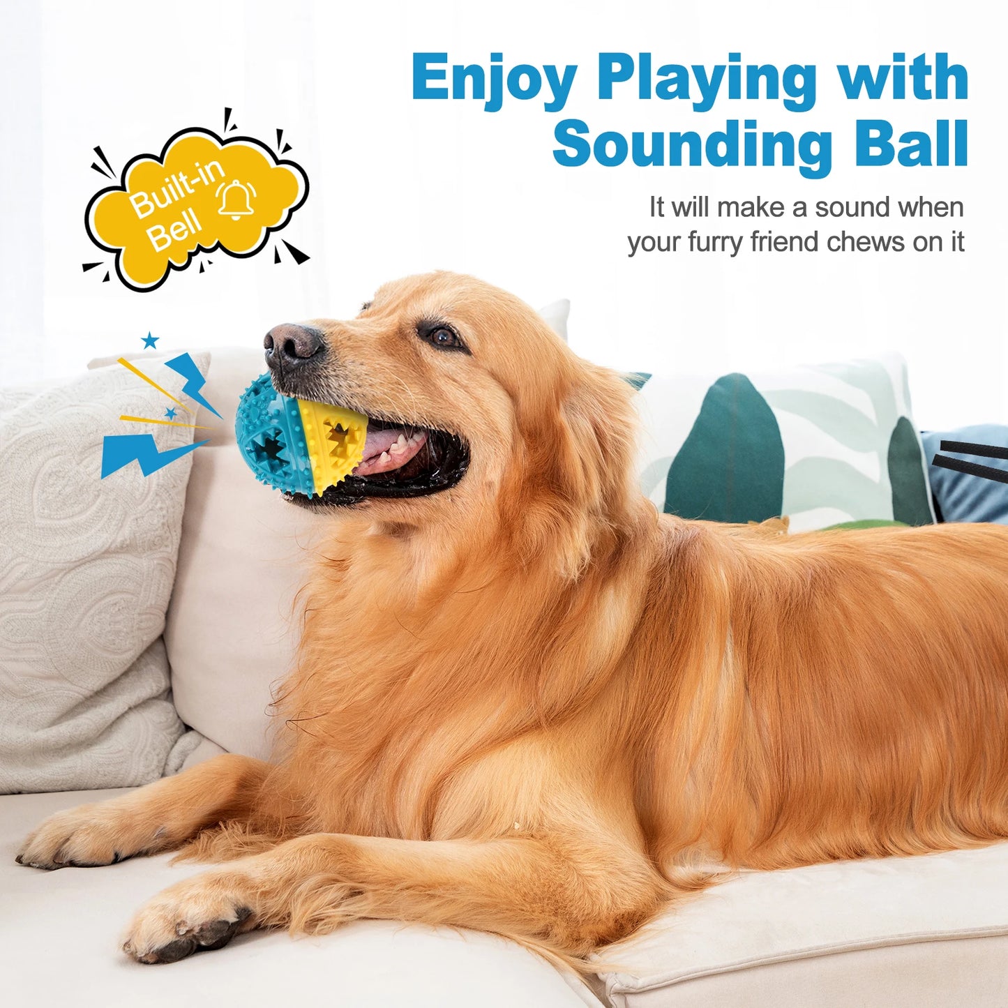 Interactive Dog Chew Toy – Treat Dispensing Ball for Teeth Cleaning