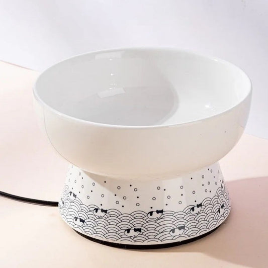 Japanese Style Ceramic Pet Bowl | Cat Waves