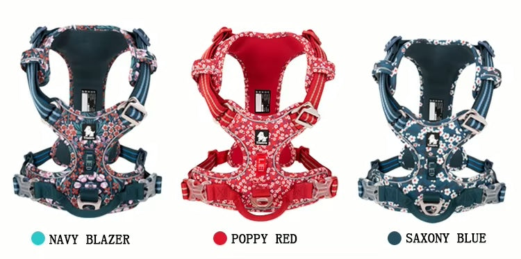 No-Pull Reflective Pet Harness Floral Edition