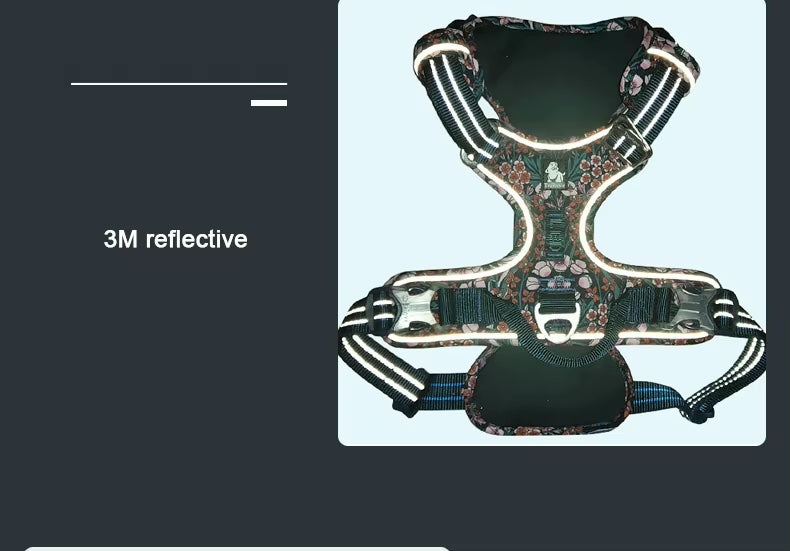 No-Pull Reflective Pet Harness Floral Edition