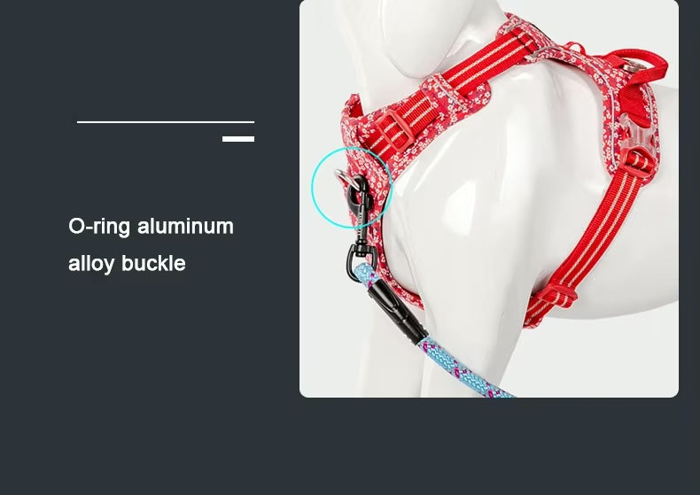 No-Pull Reflective Pet Harness Floral Edition