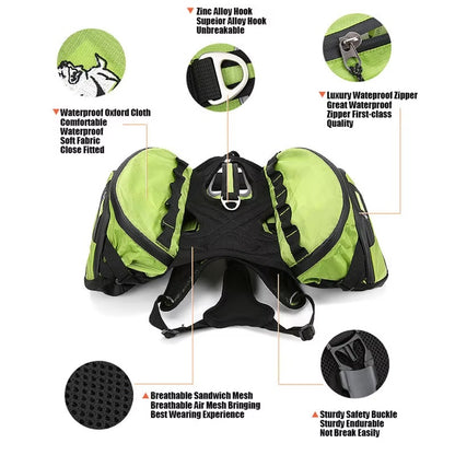 2-in-1 Backpack Carrier Dog Harness – Detachable Harness & Waterproof Bag for Outdoor Use