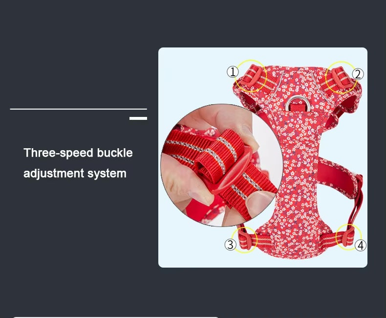 No-Pull Reflective Pet Harness Floral Edition