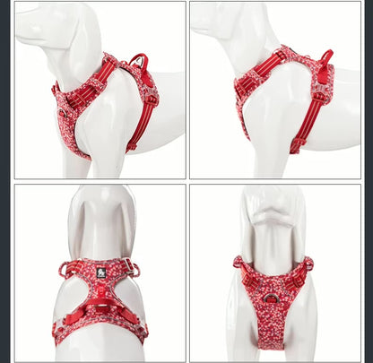 No-Pull Reflective Pet Harness Floral Edition