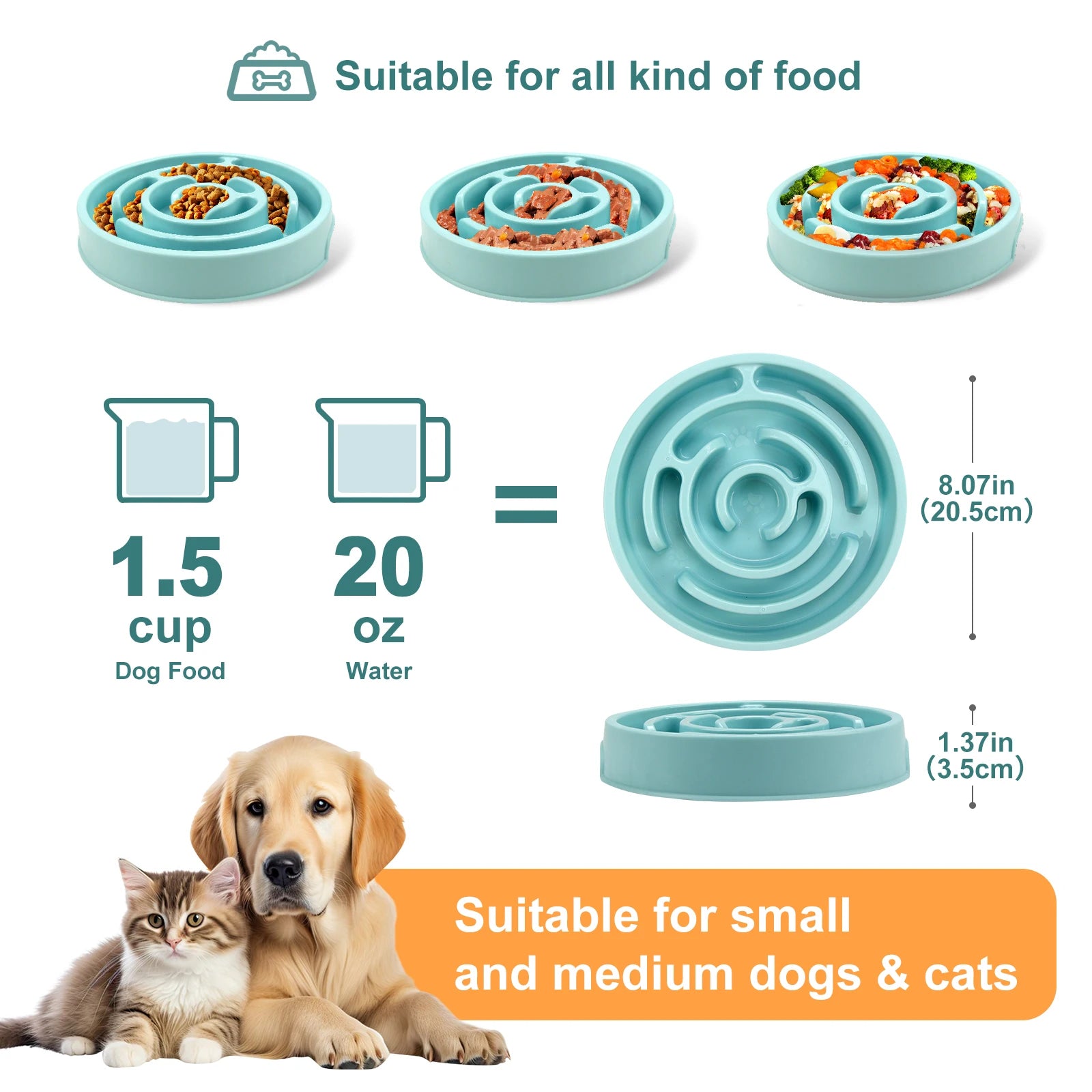 Pet Slow Feeder Bowl – Fun, Non-Slip Dish for Dogs & Puppies