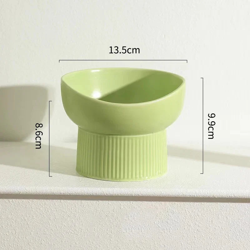 Nordic Style Elevated Ceramic Pet Bowl for Cats and Dogs – High Foot Raised Food and Water Dish – Matte Finish
