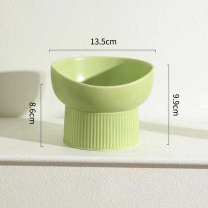 Nordic Style Elevated Ceramic Pet Bowl for Cats and Dogs – High Foot Raised Food and Water Dish – Matte Finish