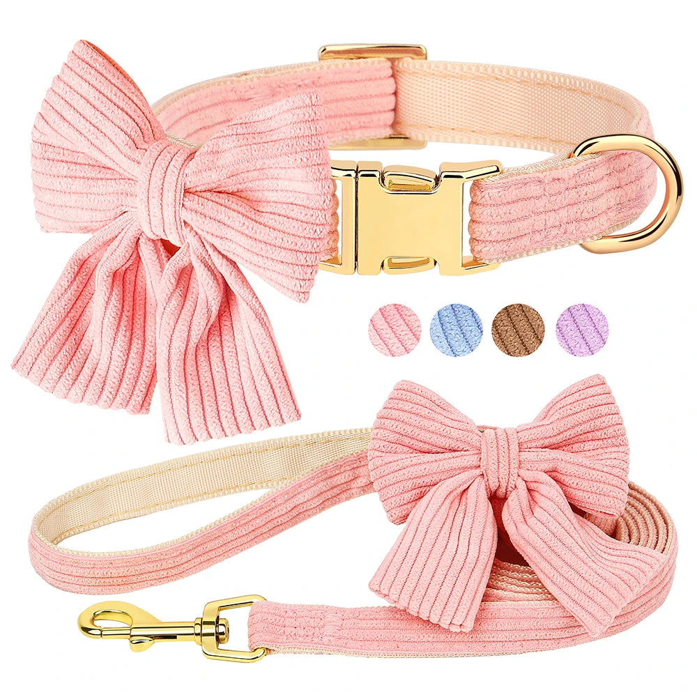 Bowtie Dog Collar Leash Set for Small Dogs