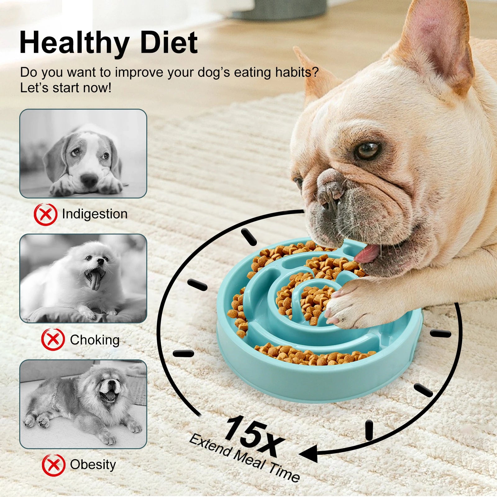 Pet Slow Feeder Bowl – Fun, Non-Slip Dish for Dogs & Puppies
