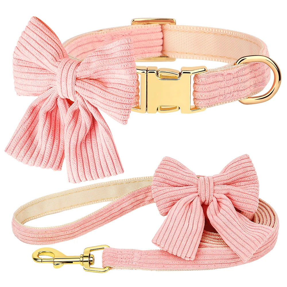 Bowtie Dog Collar Leash Set for Small Dogs