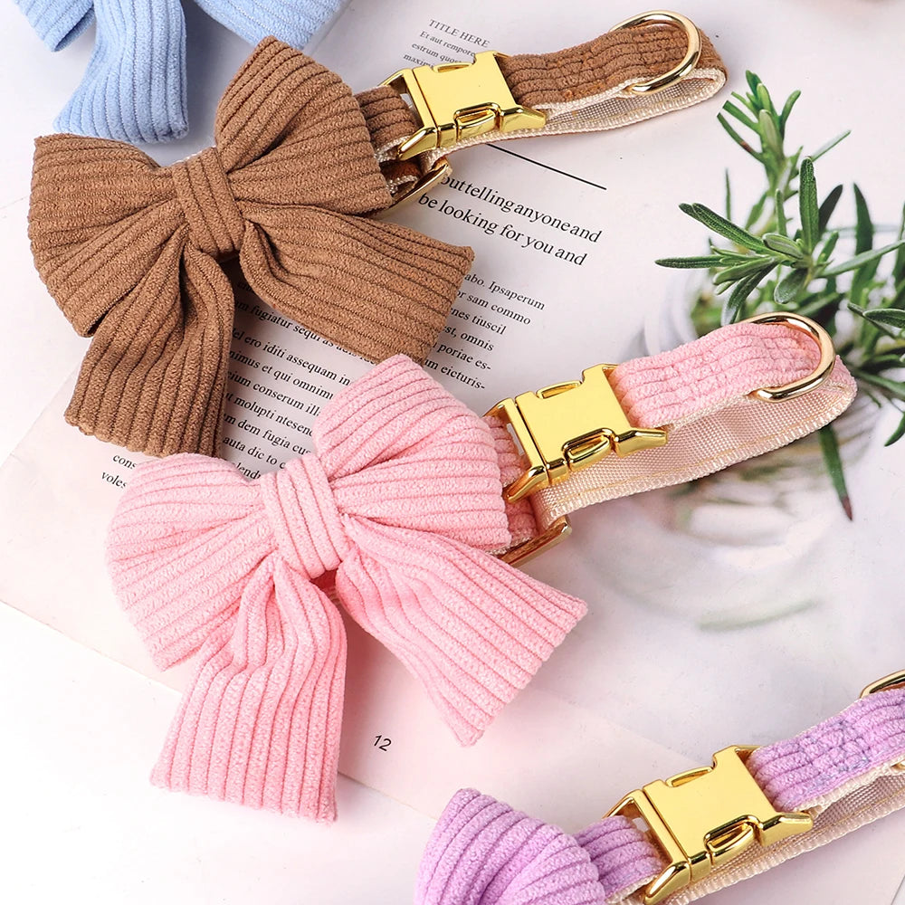 Bowtie Dog Collar Leash Set for Small Dogs