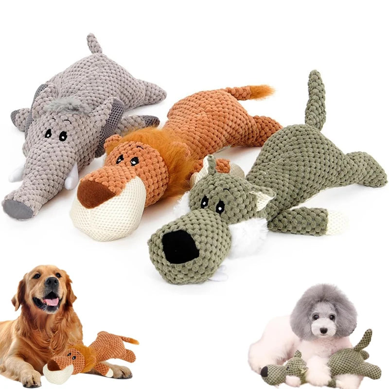 Durable Squeaky Dog Plush Chew Toy – Soft Fleece, Cute Stuffed Pet Molar Toy, Dog Accessories
