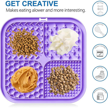 Silicone Dog Licking Mat with Suction Cups – Slow Feeder, Anti-Choking & Anxiety Relief