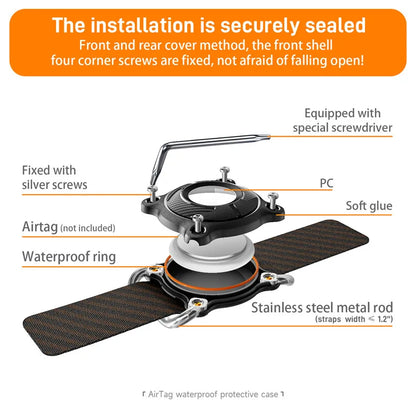 Waterproof Airtag Dog Collar Holder – Ultralight, Fully Sealed Metal Case, Removable for Apple AirTag (Excludes AirTag)