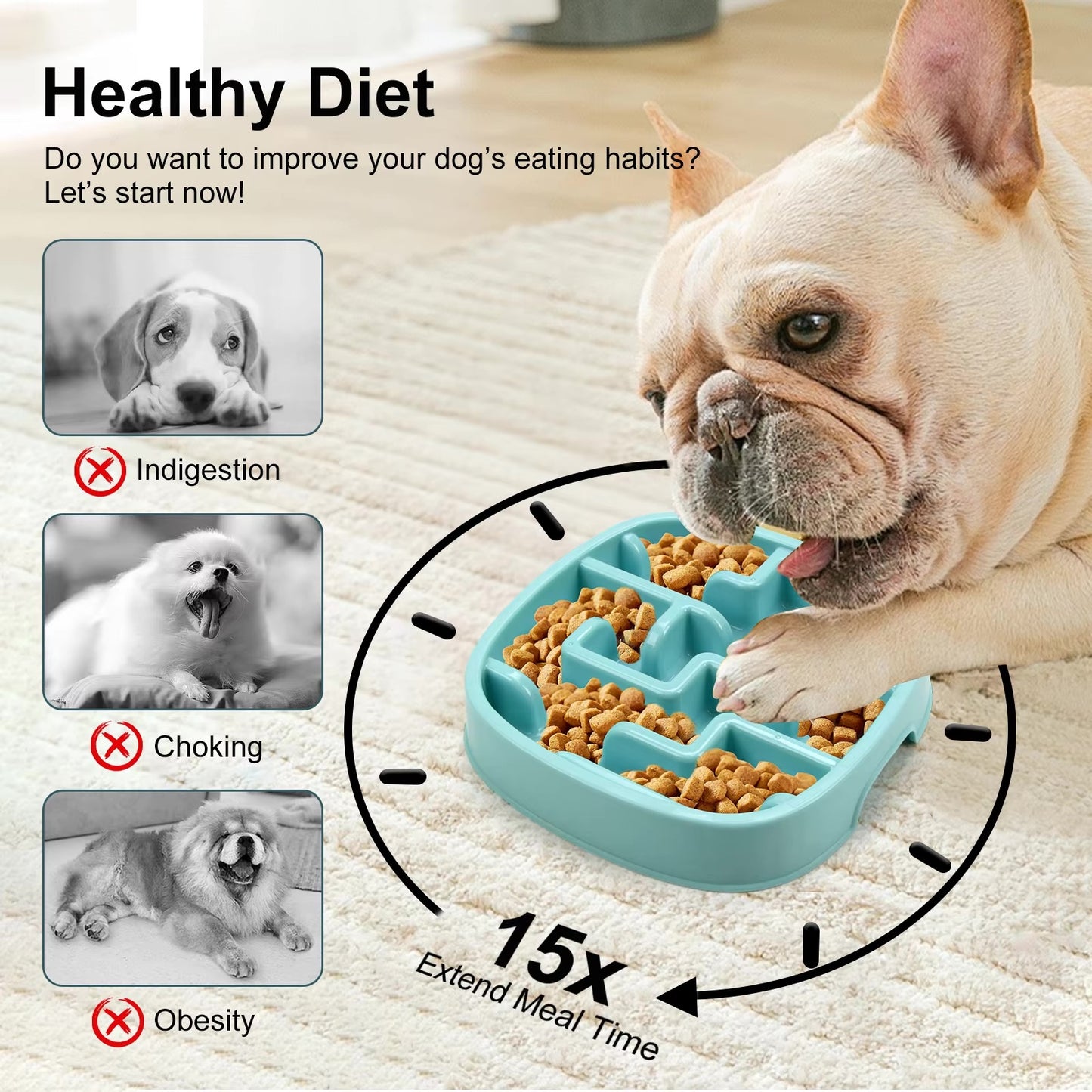 Pet Slow Feeder Bowl – Fun, Non-Slip Dish for Dogs & Puppies