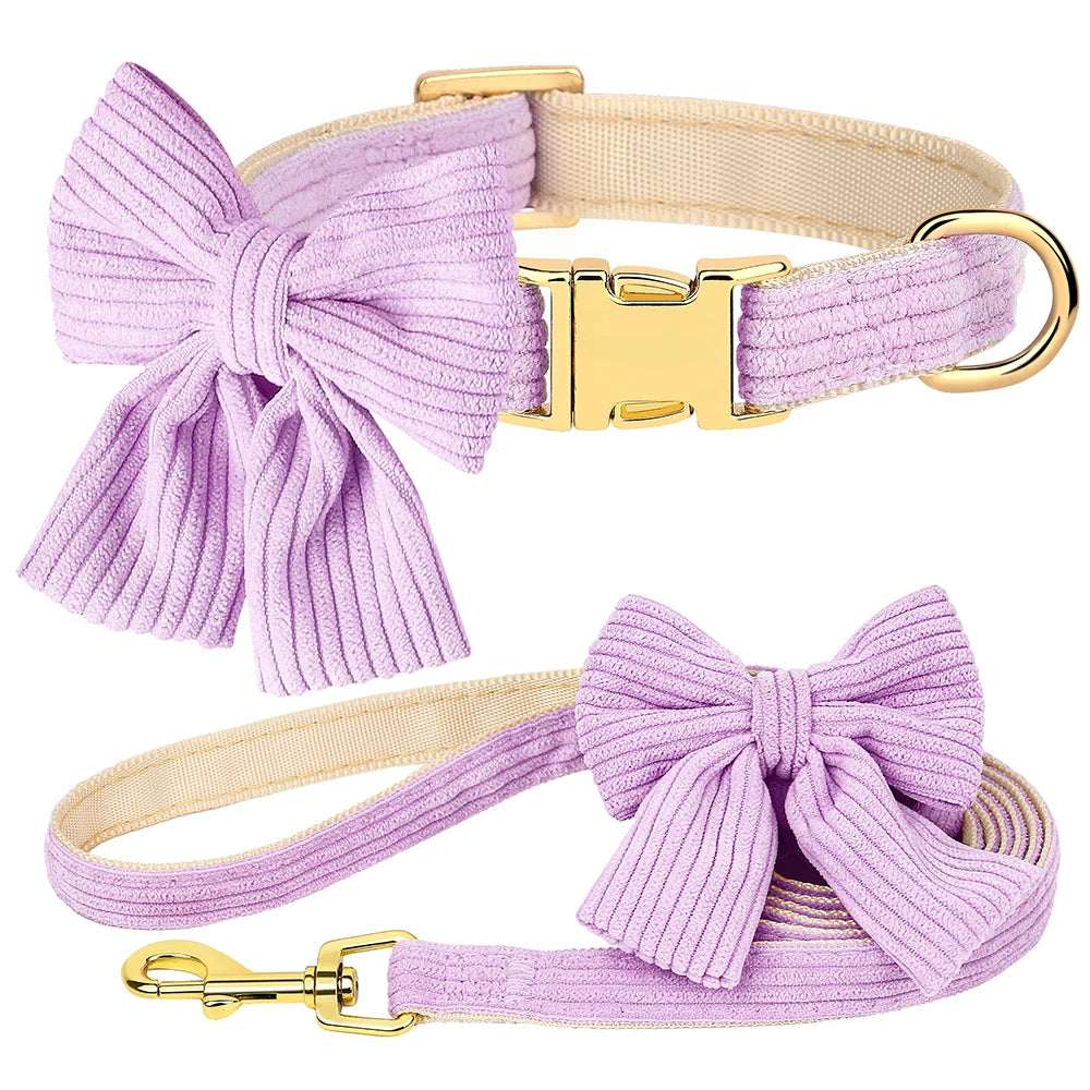 Bowtie Dog Collar Leash Set for Small Dogs