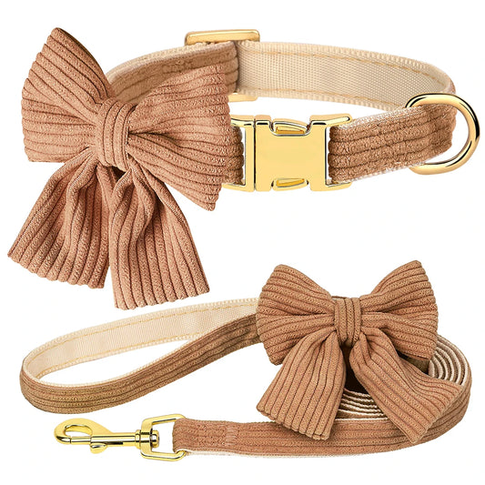 Bowtie Dog Collar Leash Set for Small Dogs