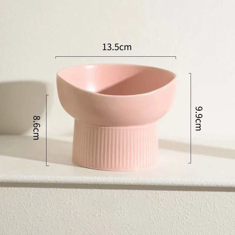 Nordic Style Elevated Ceramic Pet Bowl for Cats and Dogs – High Foot Raised Food and Water Dish – Matte Finish