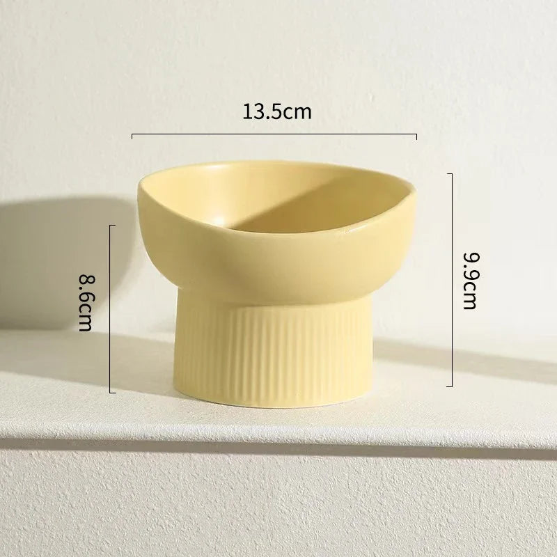 Nordic Style Elevated Ceramic Pet Bowl for Cats and Dogs – High Foot Raised Food and Water Dish – Matte Finish
