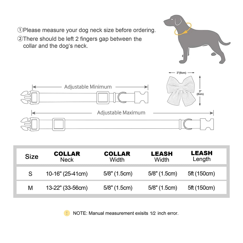 Bowtie Dog Collar Leash Set for Small Dogs
