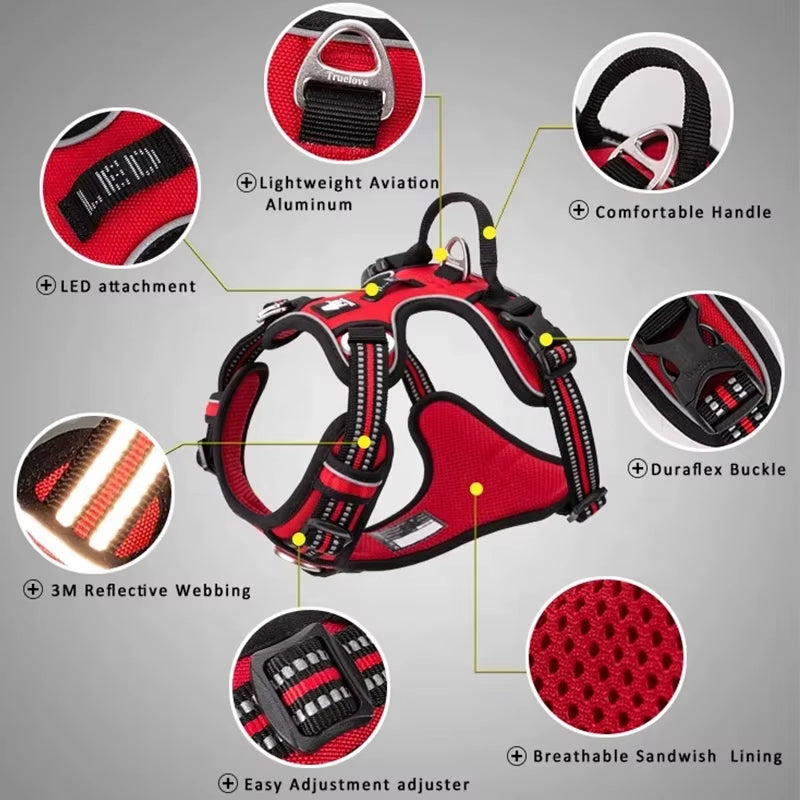 All-In-One Reflective Dog HarnessPet Harness+Leash Set 